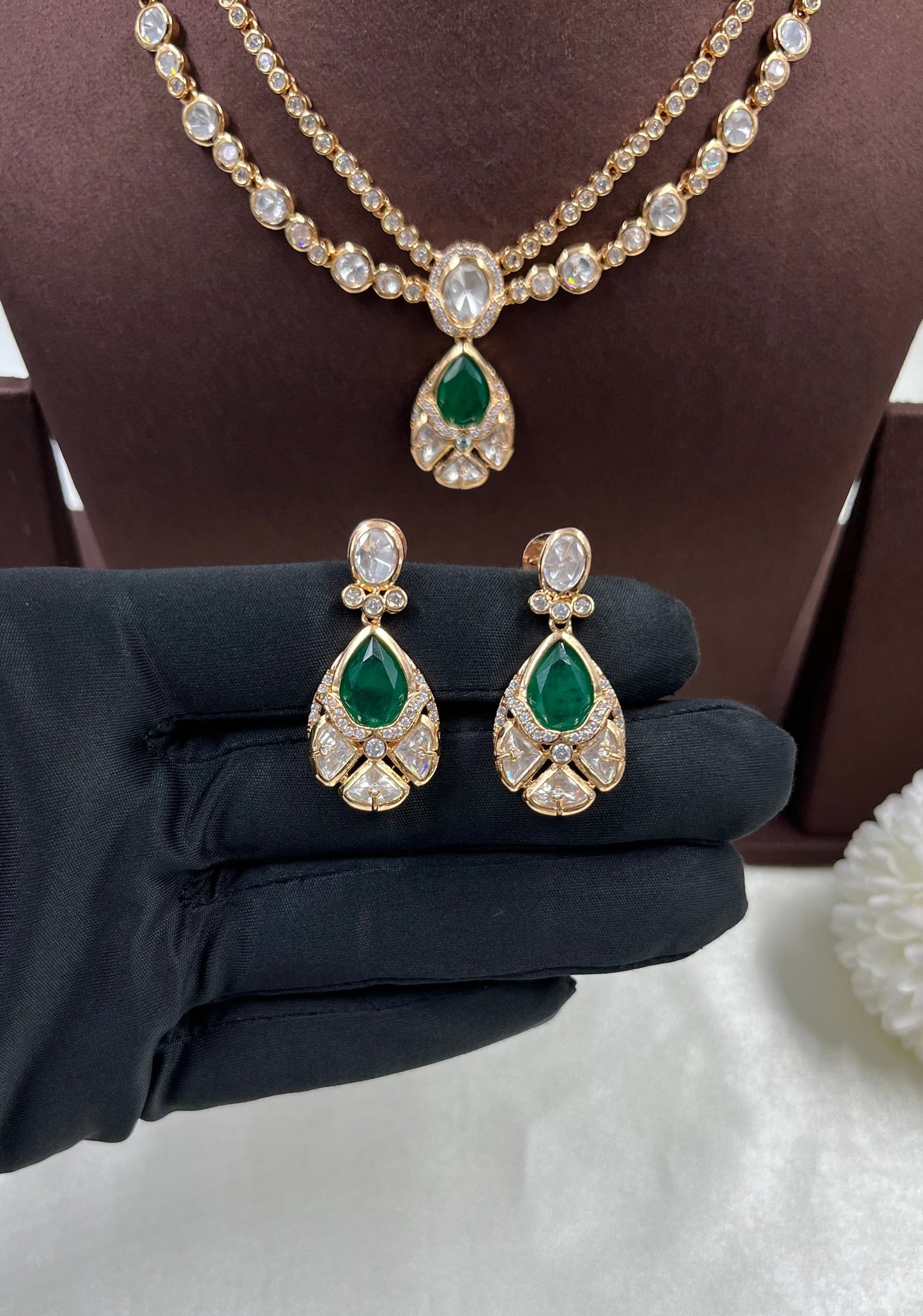 Madhuri Double layering Moissanite Delicate Necklace
