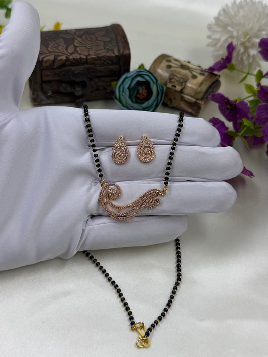 Classic Paisley Rose Gold Mangalsutra With Tops
