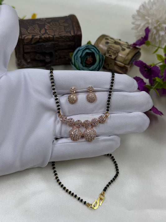 Floral Rose Gold Mangalsutra With Tops