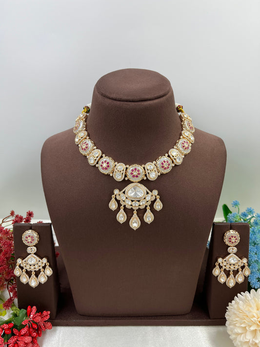 Ira Double Meena Kari Moissanite Necklace.
