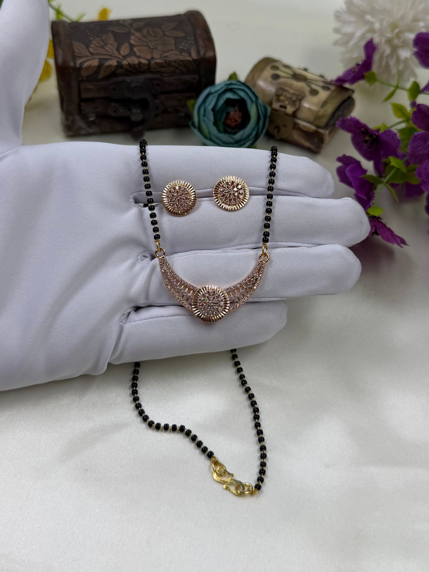 Elegant Rose Gold Mangalsutra With Tops