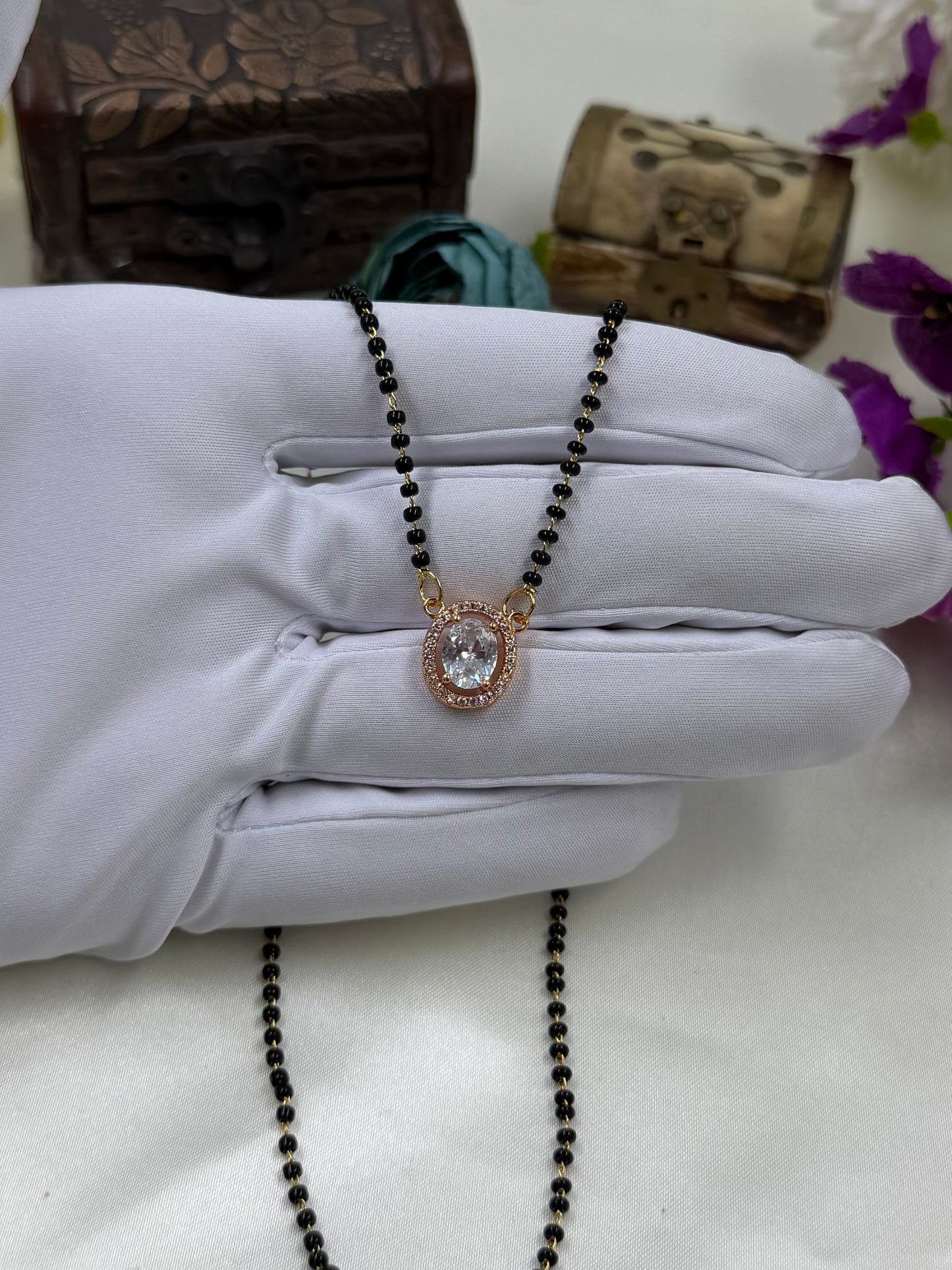 Oval Solitaire Rose Gold Mangalsutra