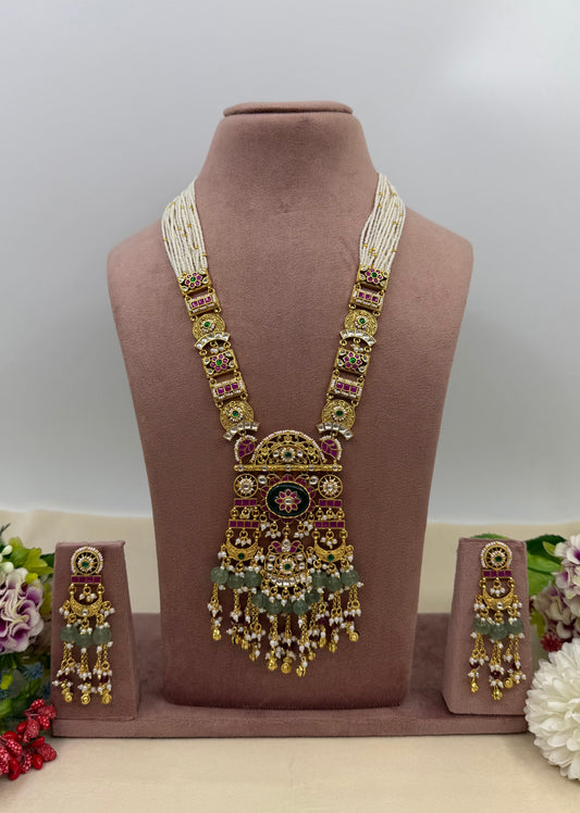 Anika Pachi Kundan Long Necklace