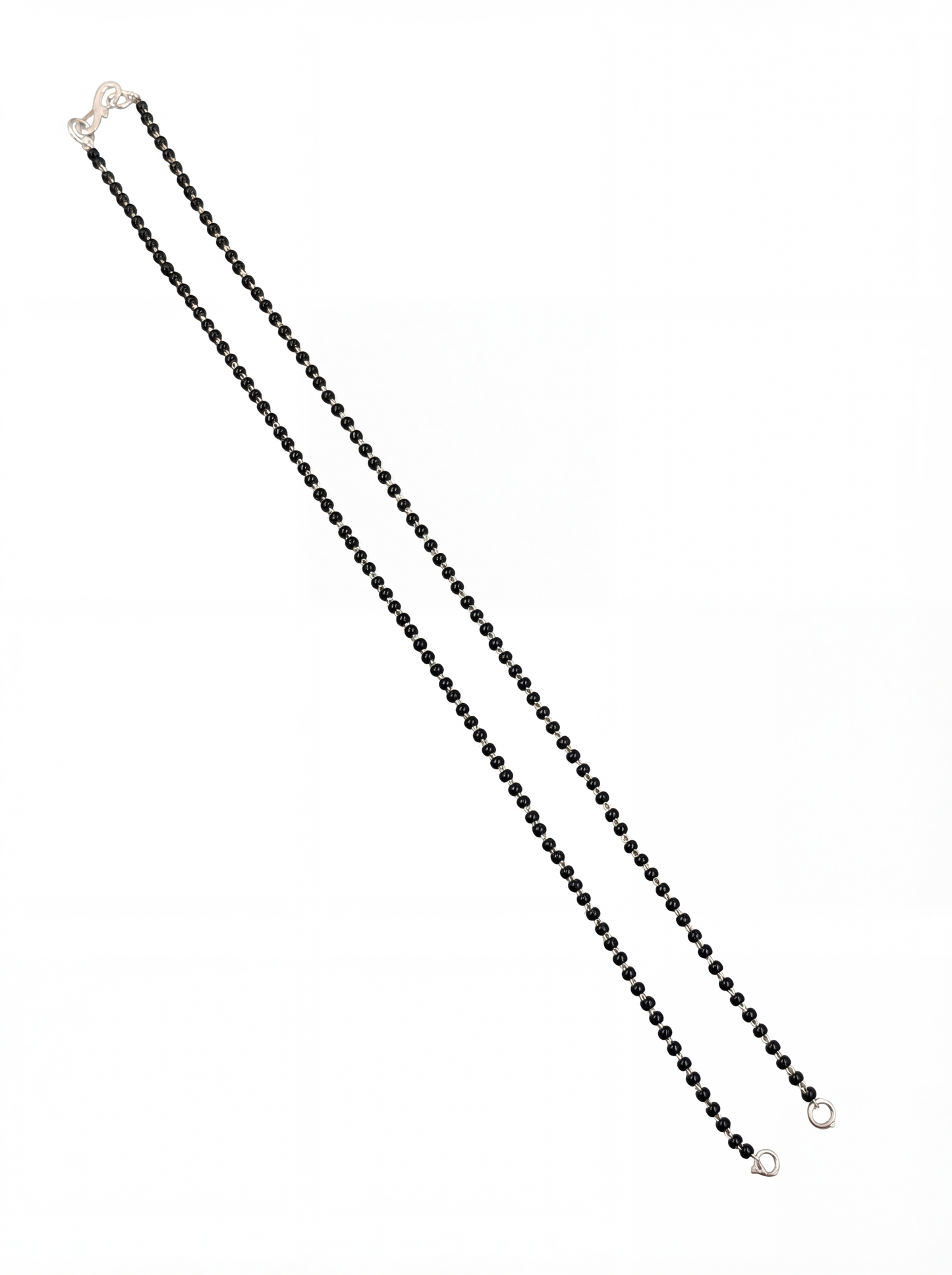 18 Inches Black Beads Silver Chain