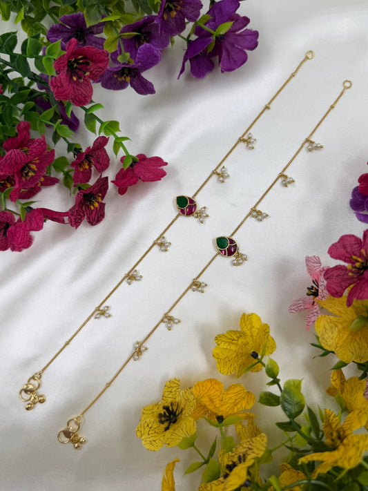 Hiti Pachi Kundan Anklet