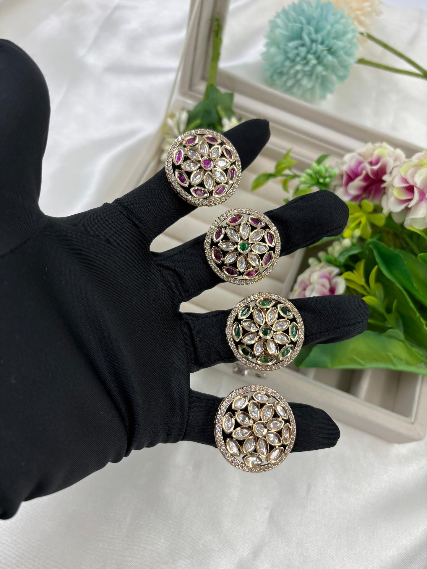 Lina Premium Moissanite Kundan Fingering
