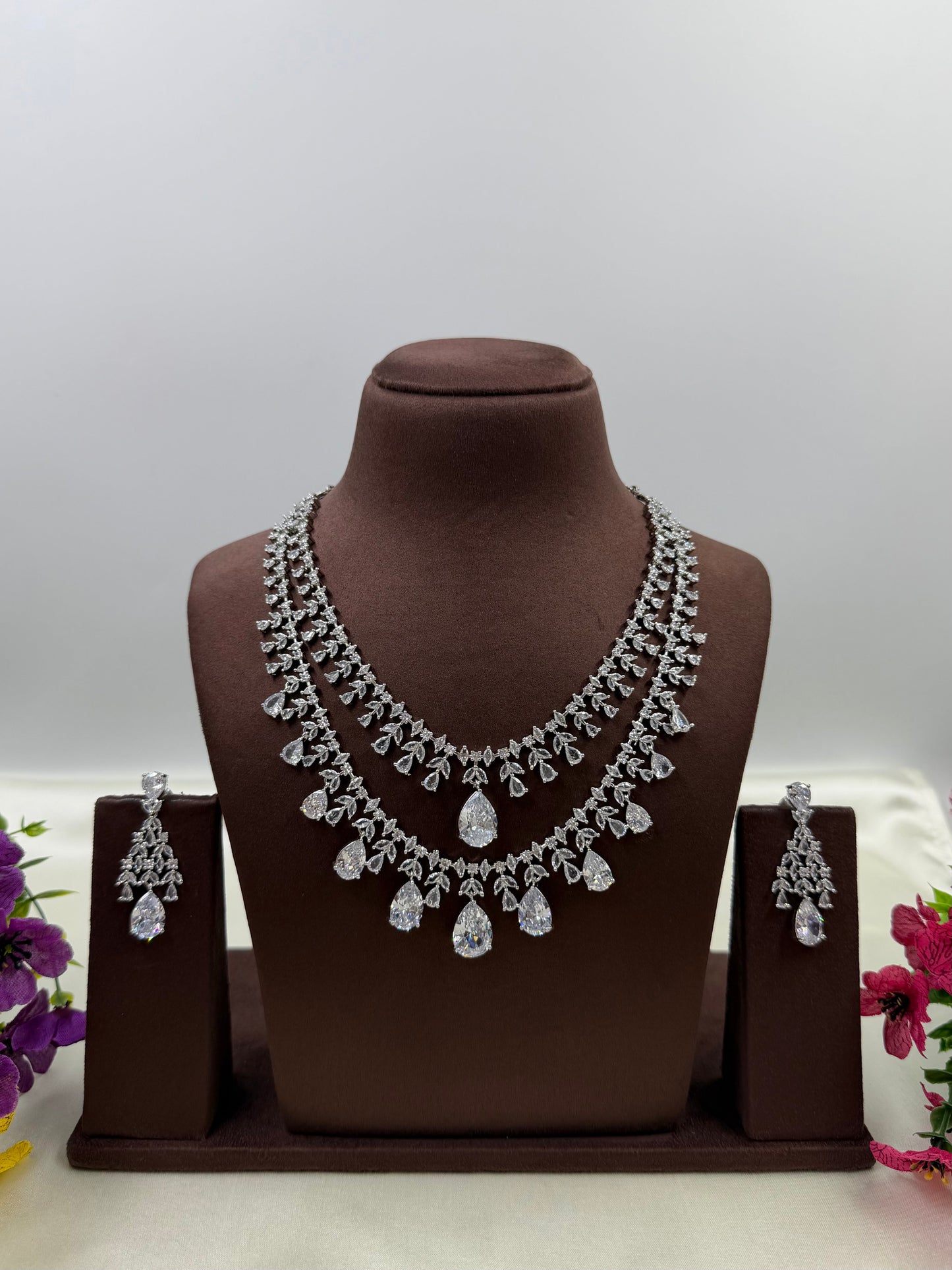 Nora American Diamond Double Layering Necklace