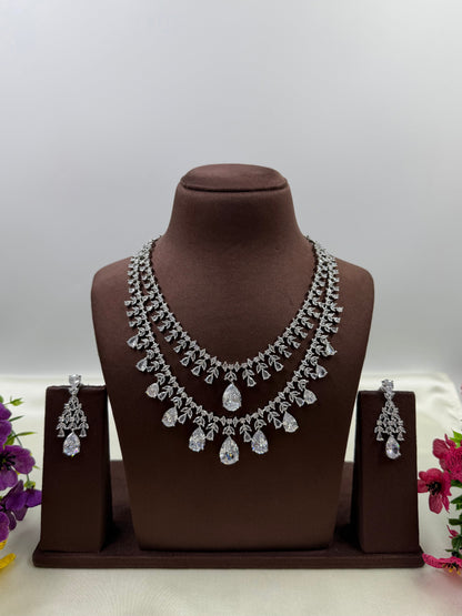 Nora American Diamond Double Layering Necklace