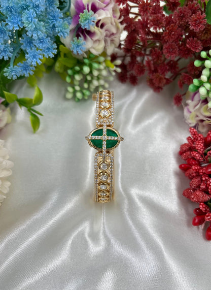 Radiante Moissanite Kundan Bracelet (Openable)