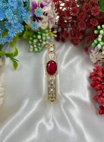 Auravya Moissanite Kundan Bracelet (Openable)