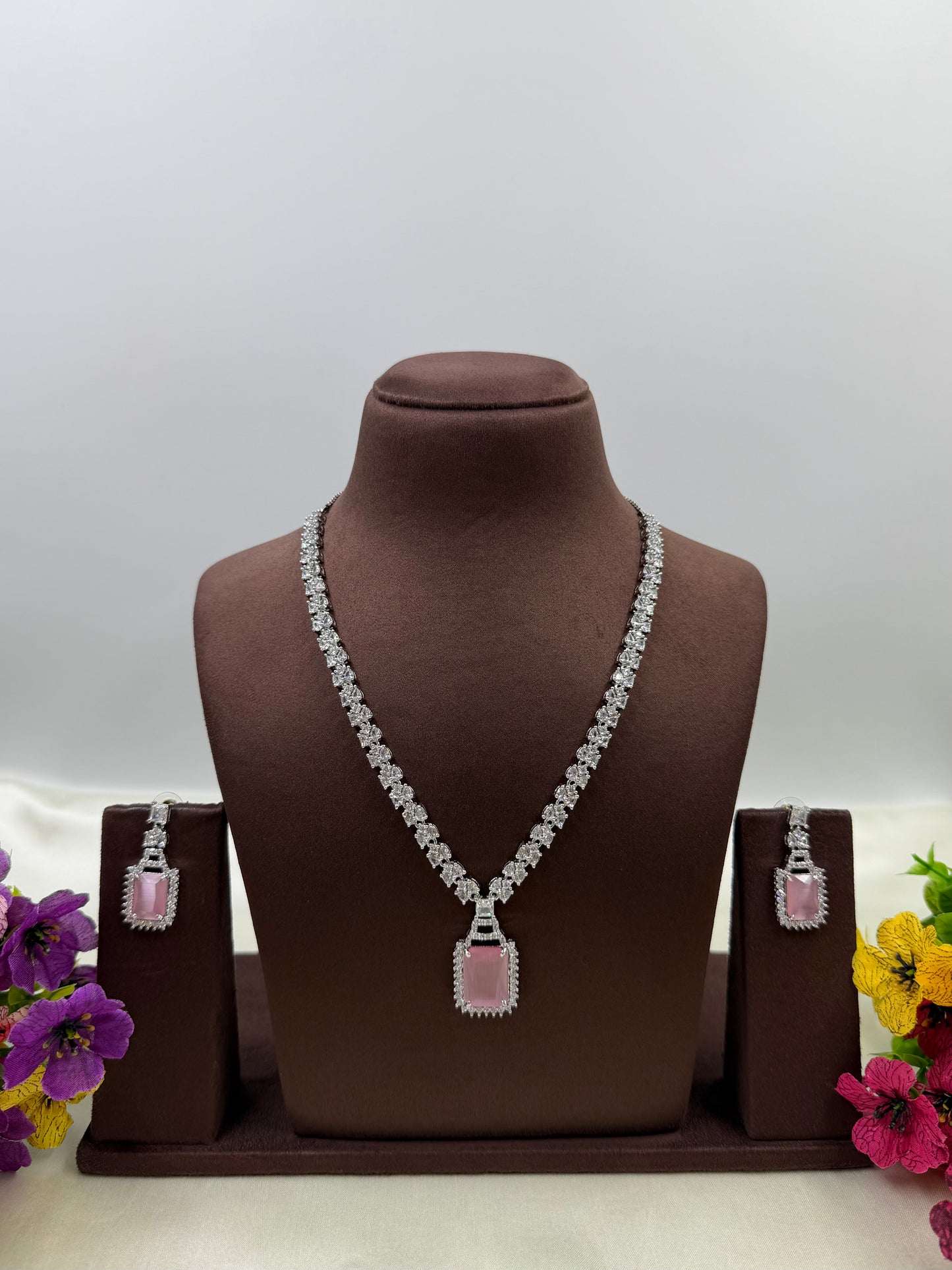 Isla American Diamond Semi Long Necklace