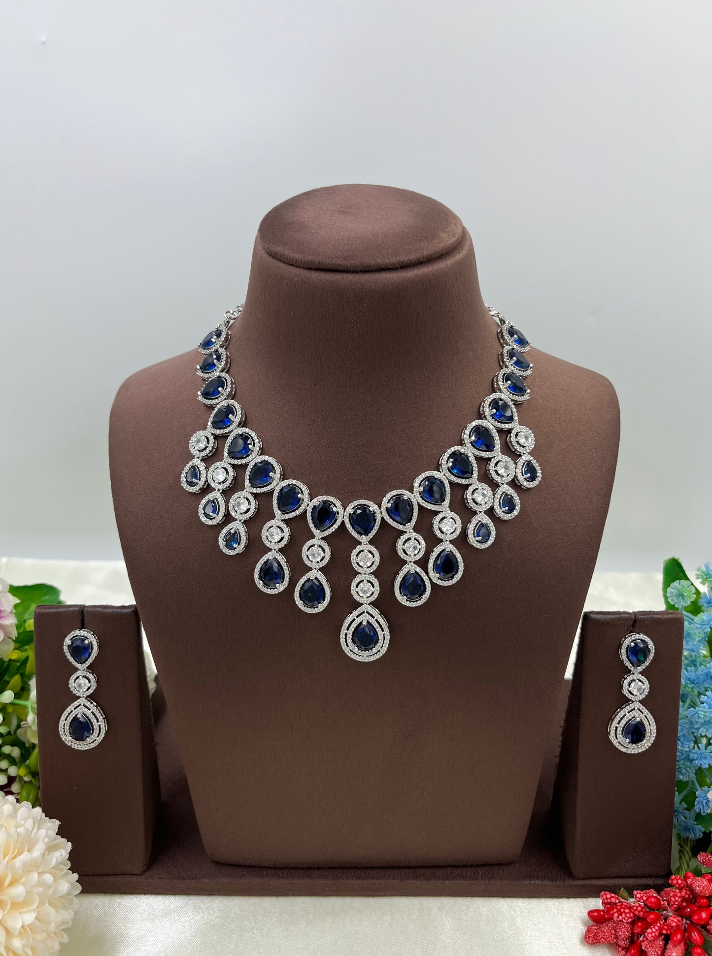 RINA  AMERICAN DIAMOND PREMIUM NECKLACE SET