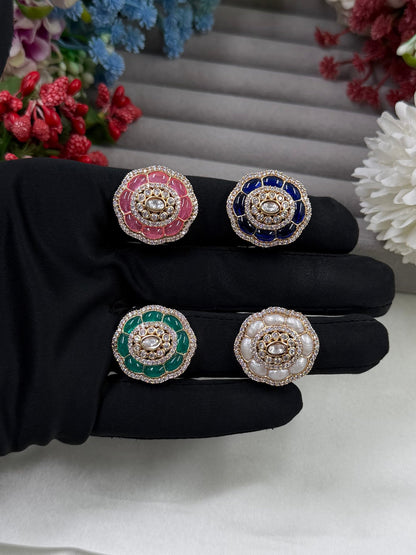 Zevira Moissanite Kundan Ring