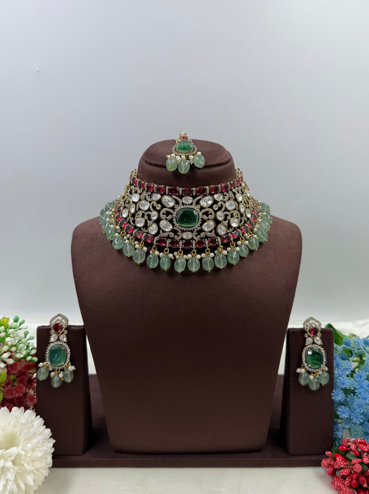 Anita Victorian Semi Bridal Choker Necklace Set