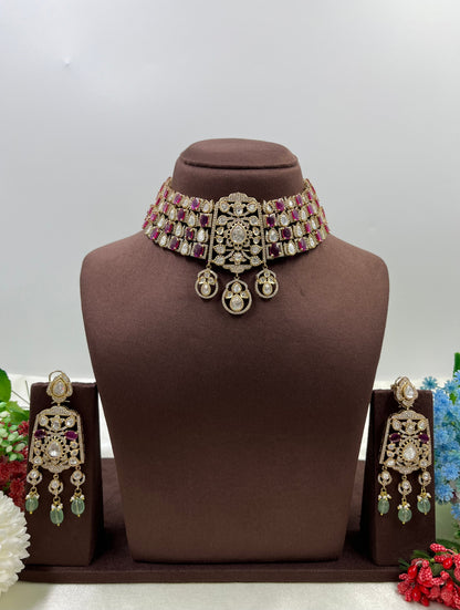 Jijabai Premium Moissanite Kundan Choker