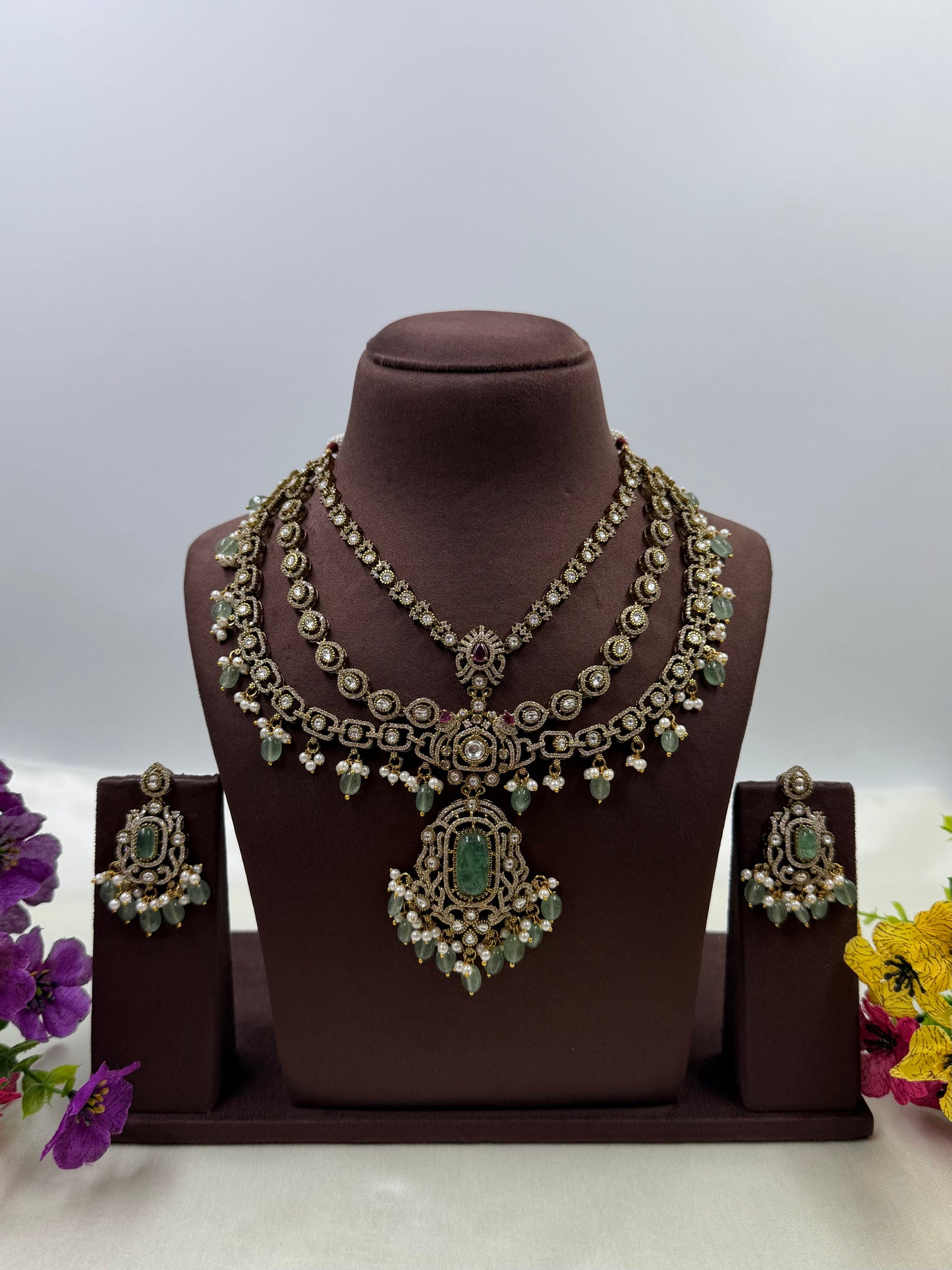 Vishakha Victorian Three Layer Necklace