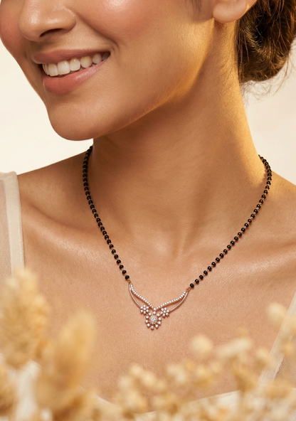 Double Arc V-Drop Rose Gold Mangalsutra