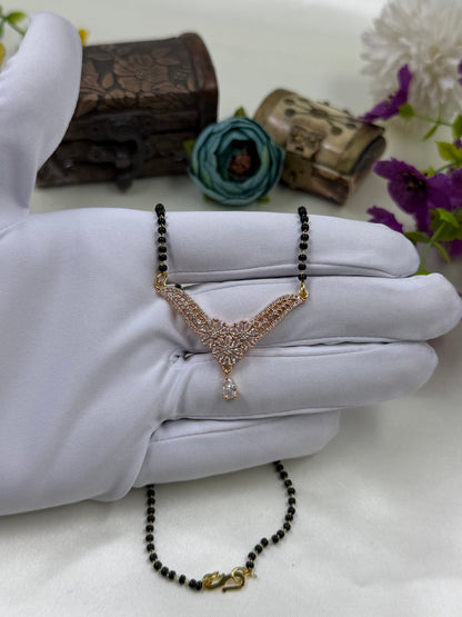 Floral V-Design Rose Gold Mangalsutra