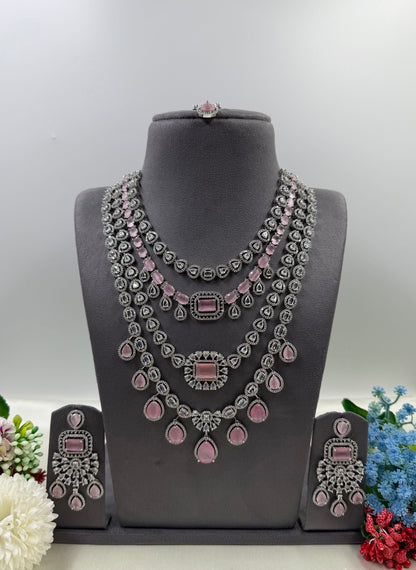 Chitra American Dimond Long Necklace Set