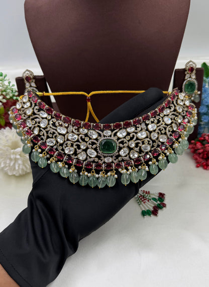 Anita Victorian Semi Bridal Choker Necklace Set