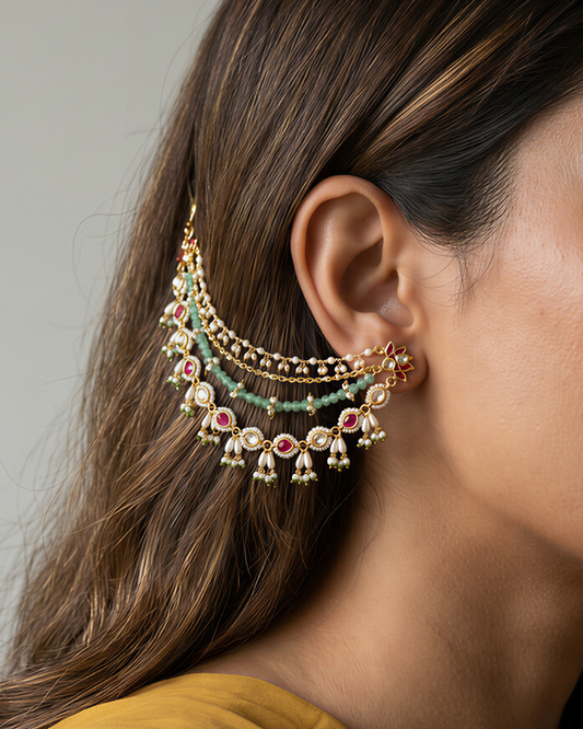 Ariti Premium Pachi Kundan Ear Chain