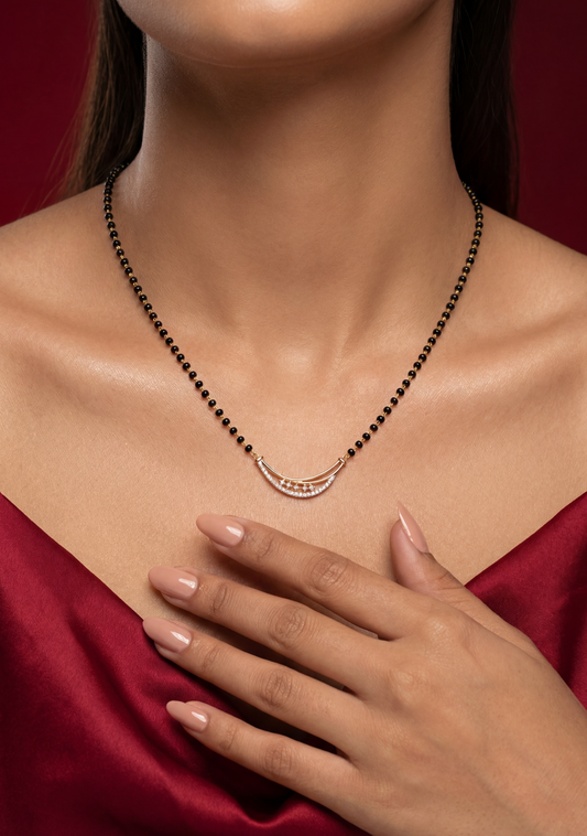 Smooth Curved Bars Rose Gold Mangalsutra