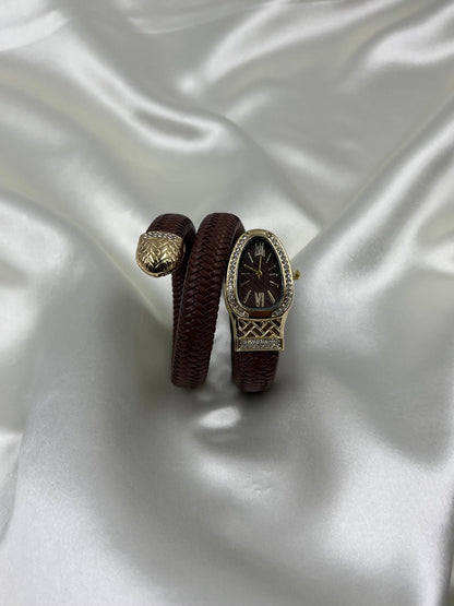 Sansi Snake Leather Oval Watch