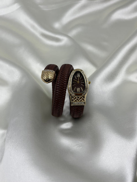Sansi Snake Leather Oval Watch
