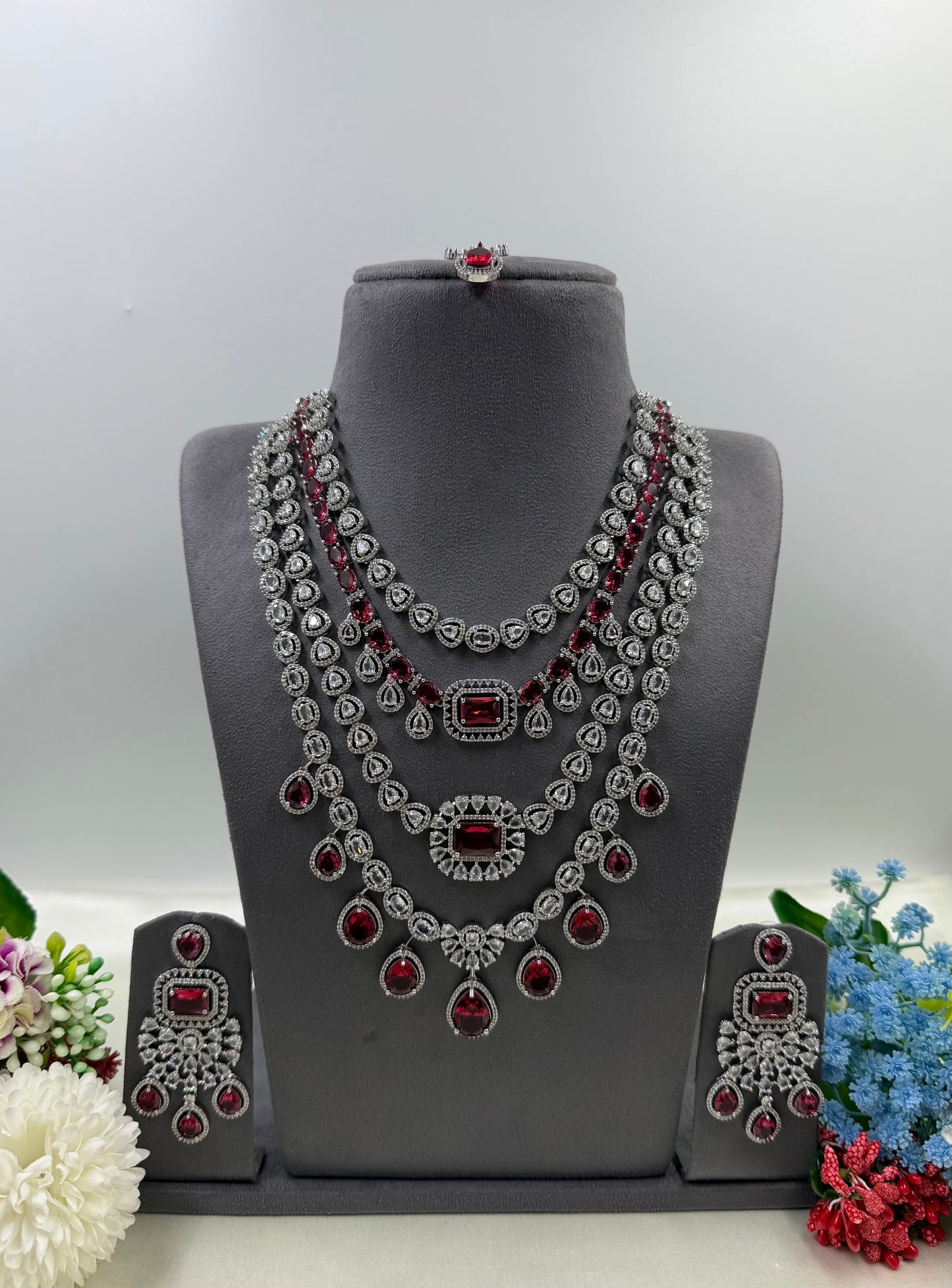 Chitra American Dimond Long Necklace Set