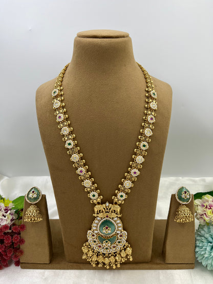 Peacock Varnam Haar Long Necklace