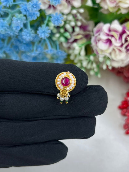 Madhuri Pachi Kundan Nose Ring