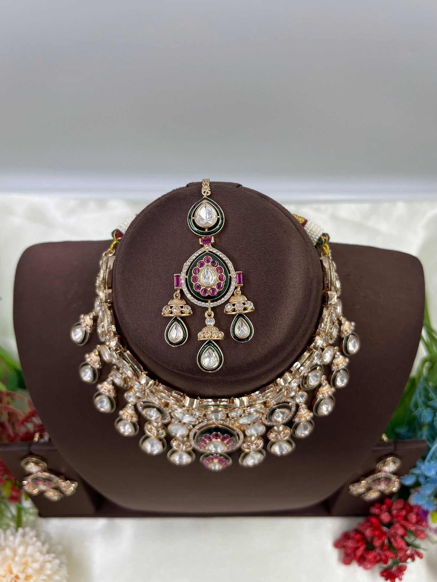 Trisha Combo Moissanite Kundan Necklace