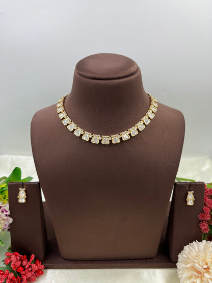 Prusha Premium Moissanite Kundan Necklace