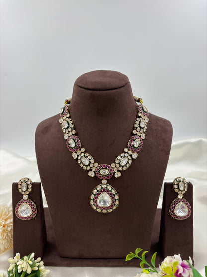 Sovereign Brass Moissanite Kundan Radiance Necklace