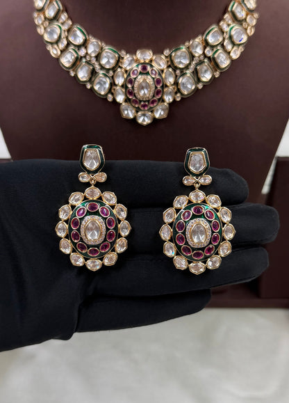 Reena Mina Kari Moissanite Kundan Necklace