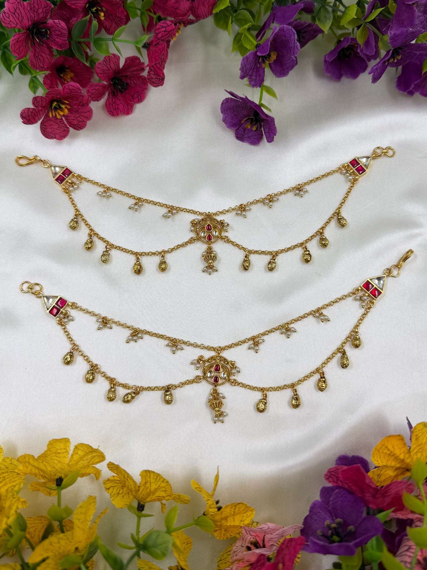 Zoya Pachi kundan Ear Chain