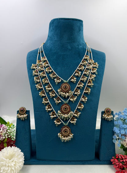 Nikita Traditional Three Layer Long Necklace Set
