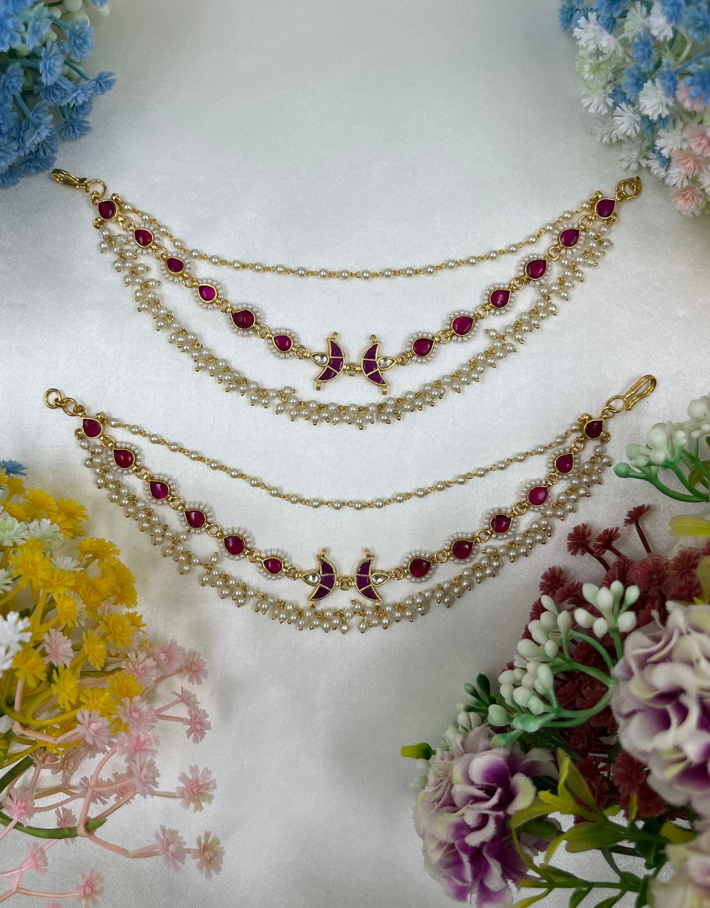 Lalita Pachi Kundan Ear Chain
