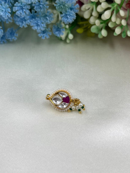 Madhavi Pachi Kundan Nose Ring