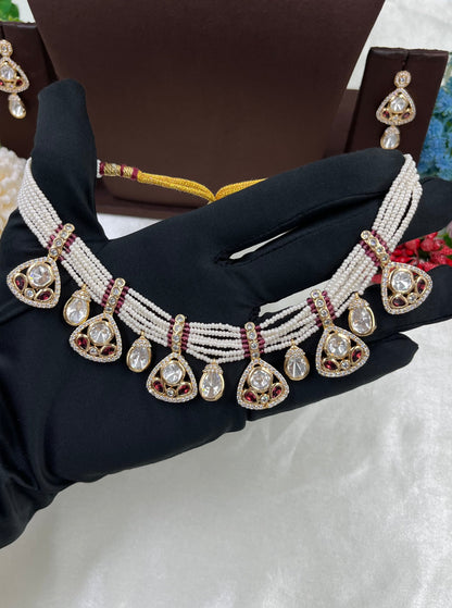 Malika Pearl Premium Moissanite Necklace