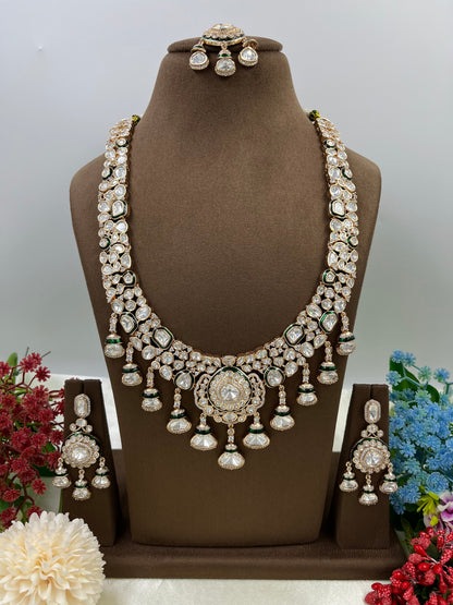 Rizvi Long Moissanite Kundan Necklace