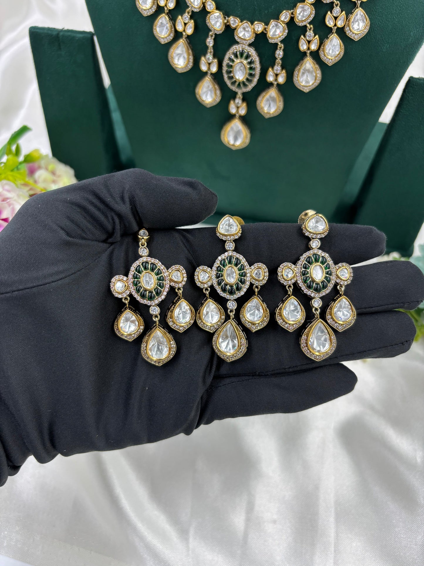 Bridal Wedding Jewelry Set with Earrings & Ring | Indian Ethnic Gold Necklace