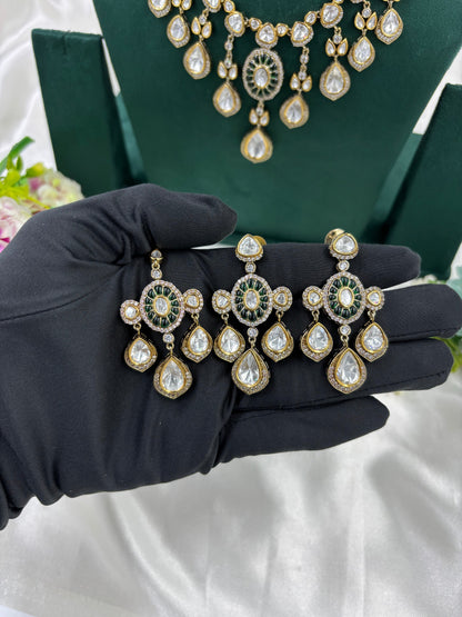 Bridal Wedding Jewelry Set with Earrings & Ring | Indian Ethnic Gold Necklace