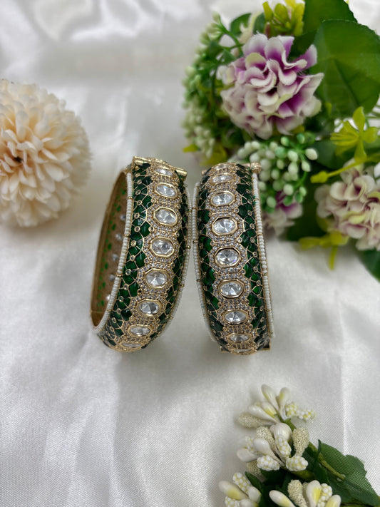 Sitara Moissanite Kundan Bangles [Openable]