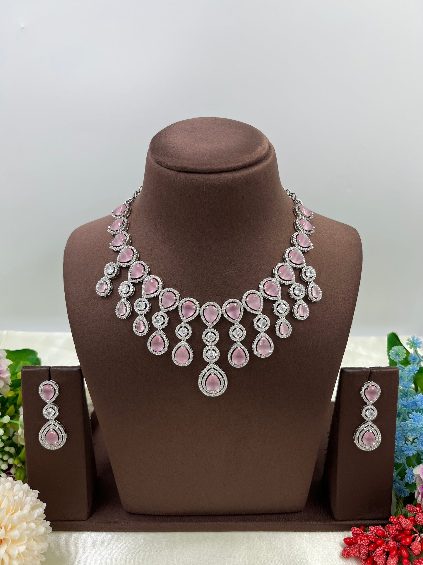 RINA  AMERICAN DIAMOND PREMIUM NECKLACE SET