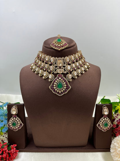 Leena Moissanite Choker Semi Bridal Set