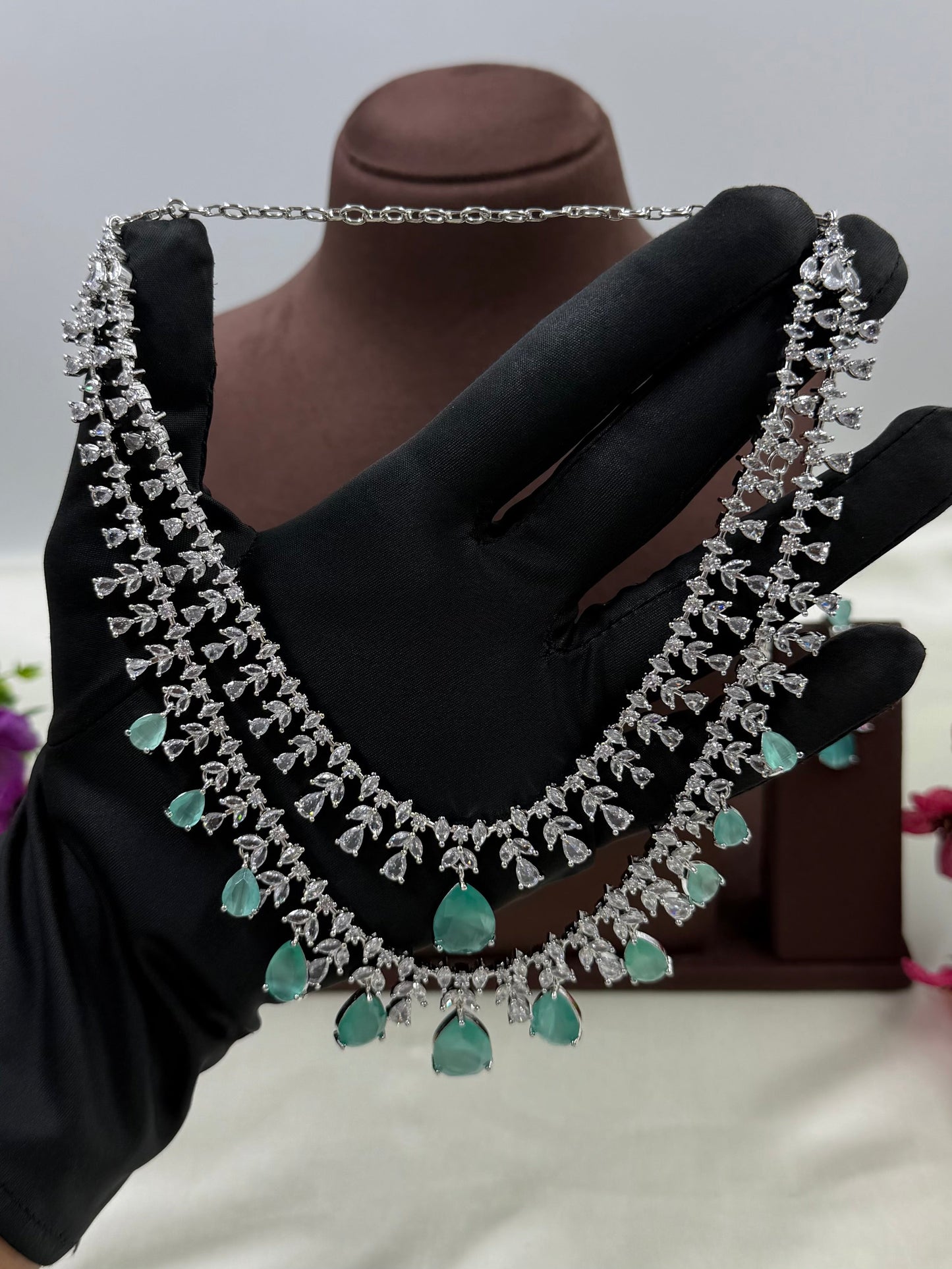 Nora American Diamond Double Layering Necklace