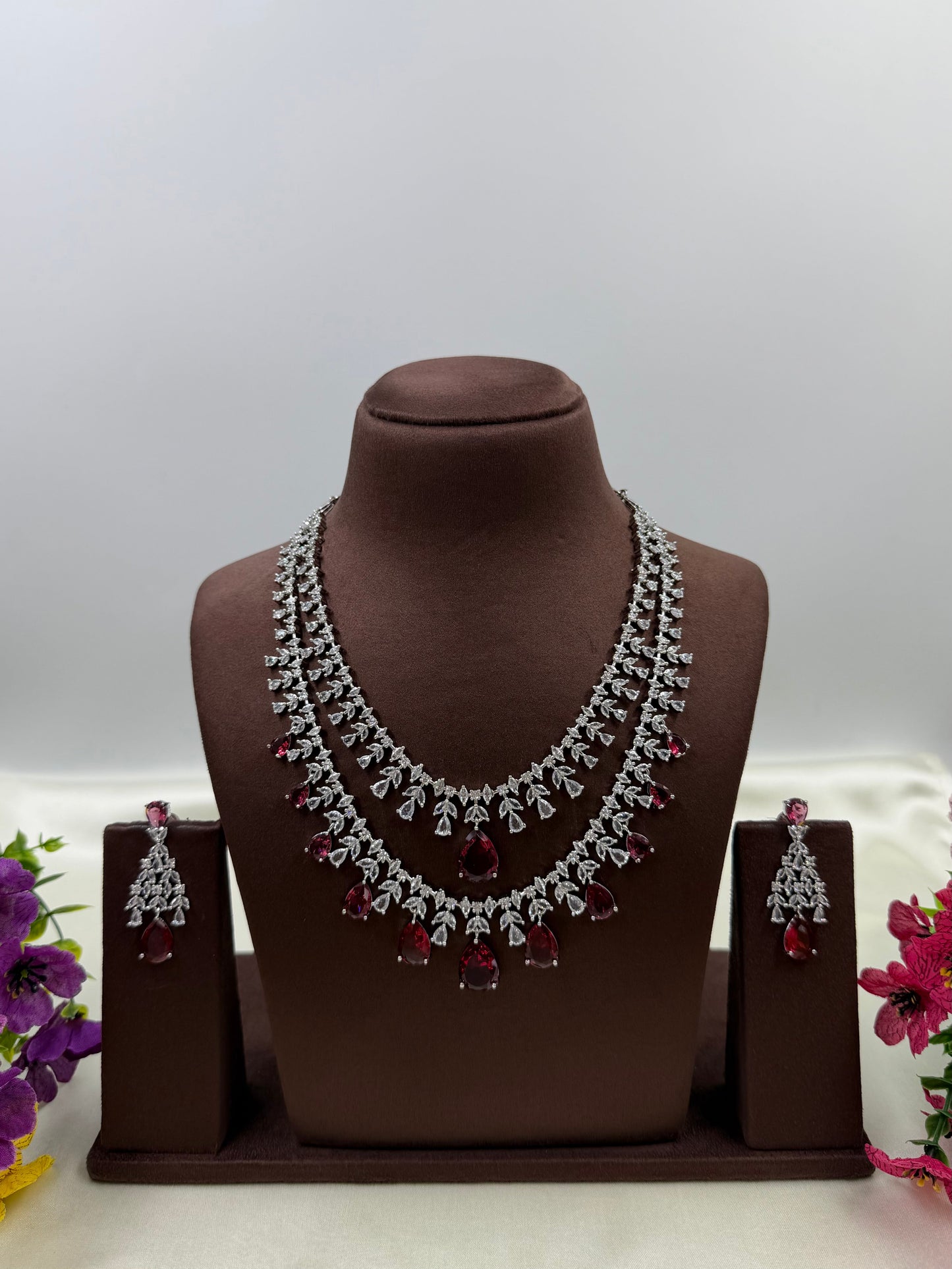 Nora American Diamond Double Layering Necklace