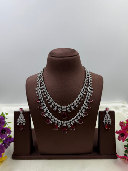 Nora American Diamond Double Layering Necklace