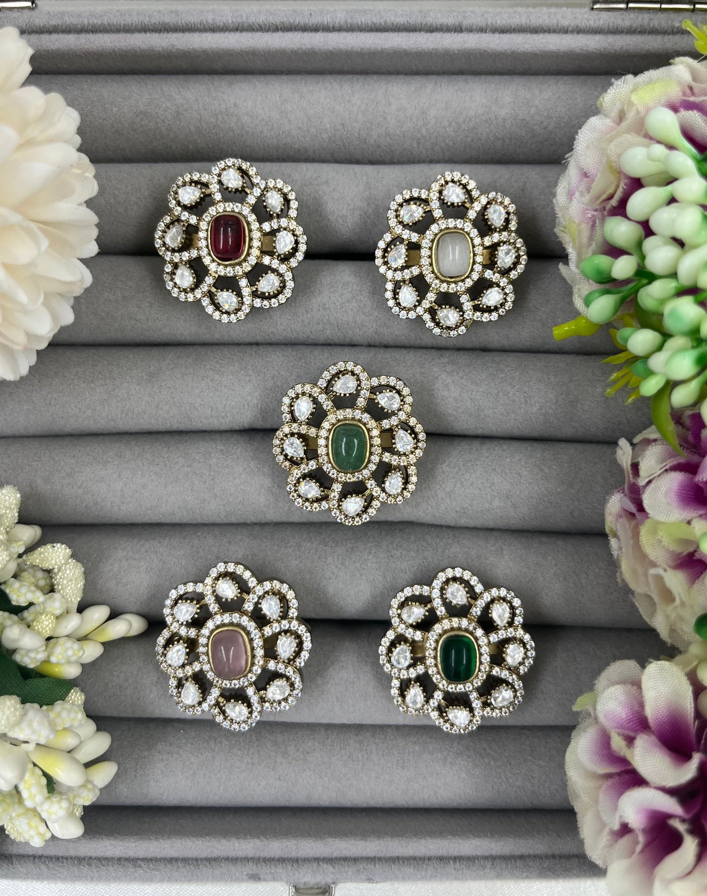 Floral Gemstone Kundan Ring